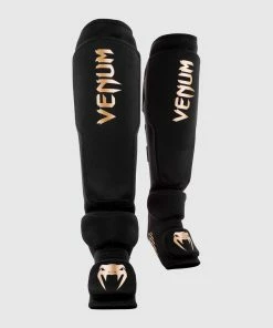 TRAINING GEAR Venum Kontact Evo Slip On Shin Guards - Black/Gold