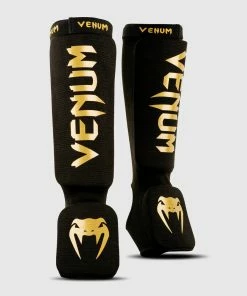 TRAINING GEAR Venum Kontact Slip On Shin Guards - Black/Gold