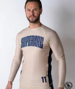 Superare Fight Goods Superare Finisher Long Sleeve Rash Guard - Beige/Navy SUPERARE ATHLETICS