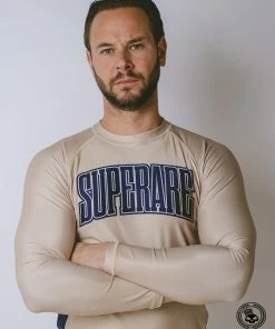 Superare Fight Goods Superare Finisher Long Sleeve Rash Guard - Beige/Navy SUPERARE ATHLETICS