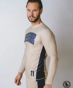 Superare Fight Goods Superare Finisher Long Sleeve Rash Guard - Beige/Navy SUPERARE ATHLETICS