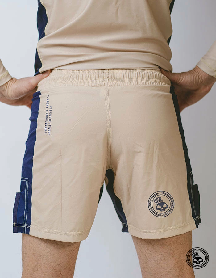 Superare Fight Goods Superare Finisher Fight Shorts - Beige/Navy 7 Superare Fight Goods Superare Finisher Fight Shorts - Beige/Navy