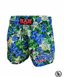 Han Muay Thai Shorts - Blue Hibiscus