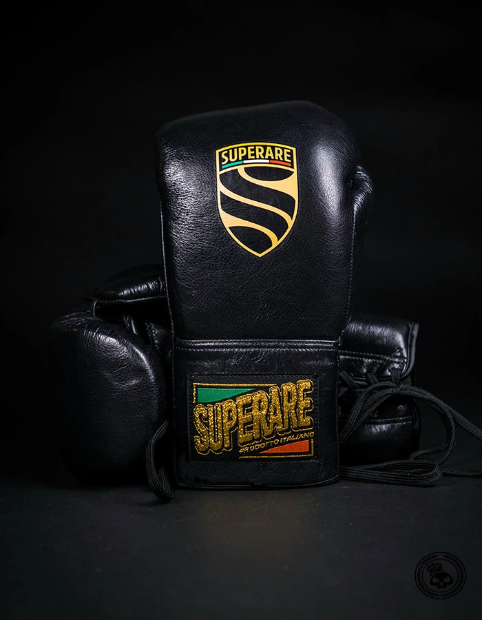 Superare Fight Goods Superare S40 Lace Up Gloves - Black SUPERARE ITALY 3 Superare Fight Goods Superare S40 Lace Up Gloves - Black SUPERARE ITALY