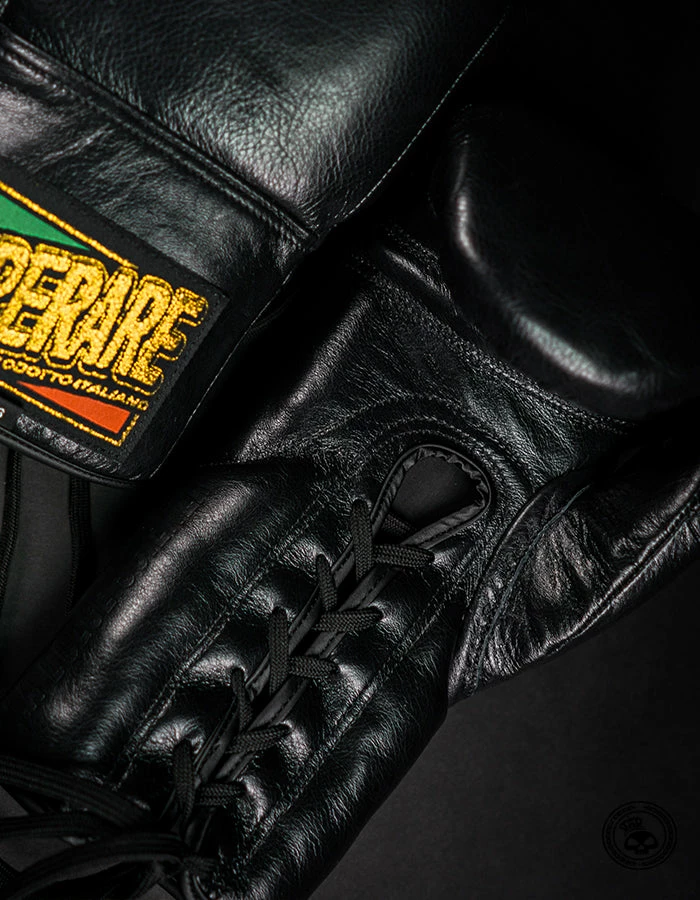 Superare Fight Goods Superare S40 Lace Up Gloves - Black SUPERARE ITALY 4 Superare Fight Goods Superare S40 Lace Up Gloves - Black SUPERARE ITALY
