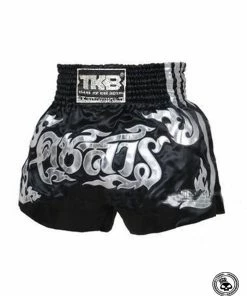 Top King Muay Thai Shorts - Black/Silver TRAINING GEAR