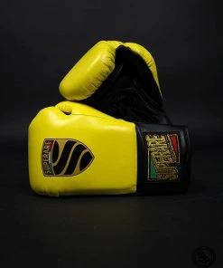Superare Fight Goods SUPERARE ITALY Superare S458 Lace Up Pro Fight Gloves - Black/Yellow